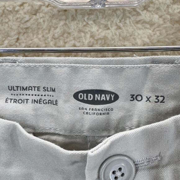Old Navy Chino Pants Men 30x32 Ultimate Slim Gray Neutral Polished Versatility - Picture 3 of 14